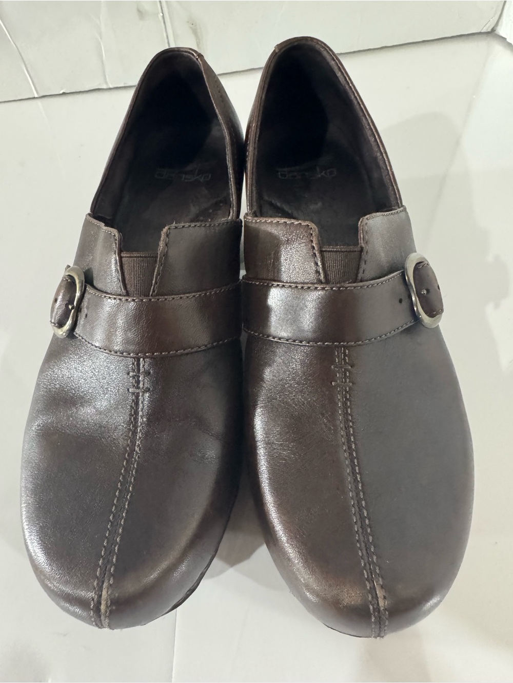 Dansko Brown Leather Slip-On Loafers Clog with Buckle Size 39